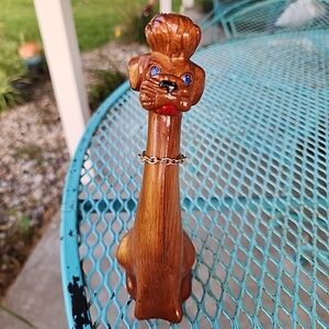 Vintage Poodle Figurine with Jeweled Eyes 1960's Ross Products 8"